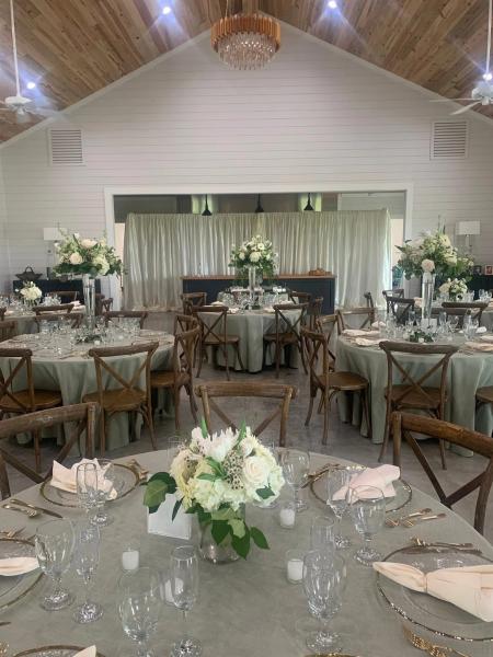 Lovely flowers, table pieces, and cutlery 